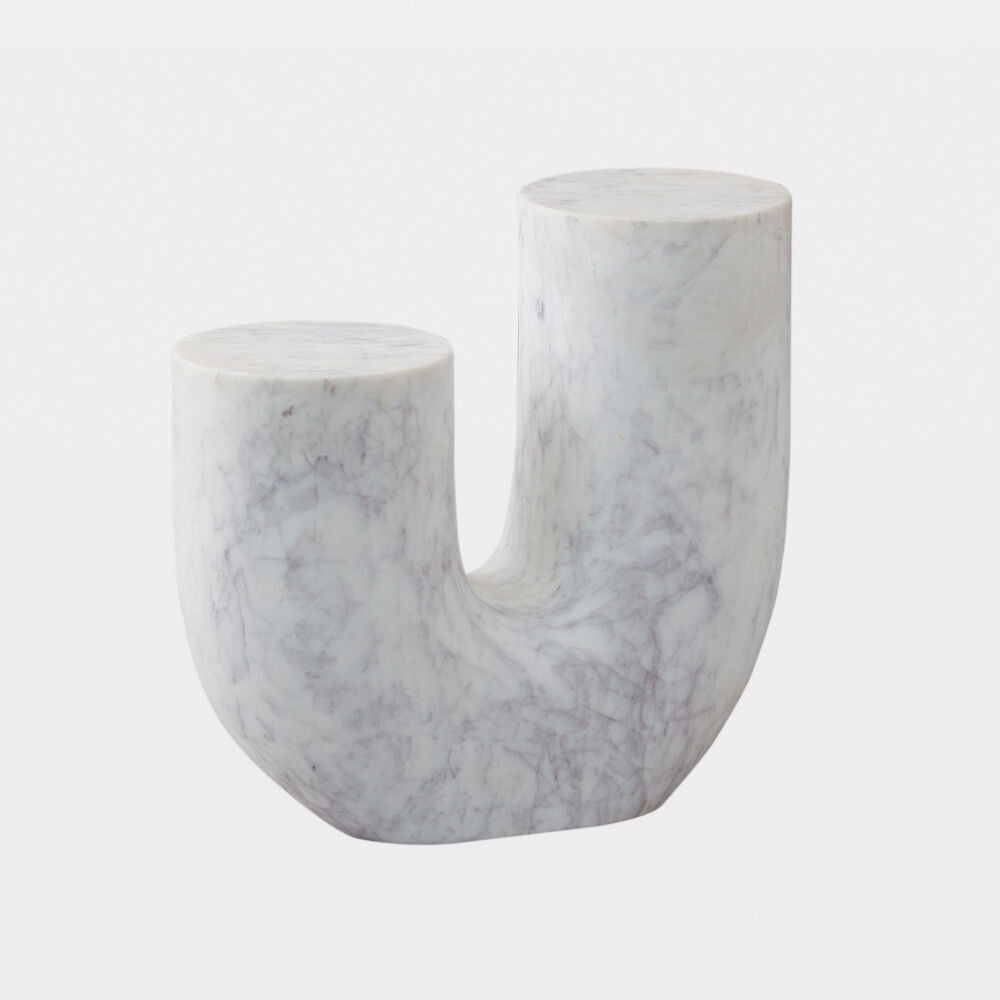Tubo Side Table, White Marble