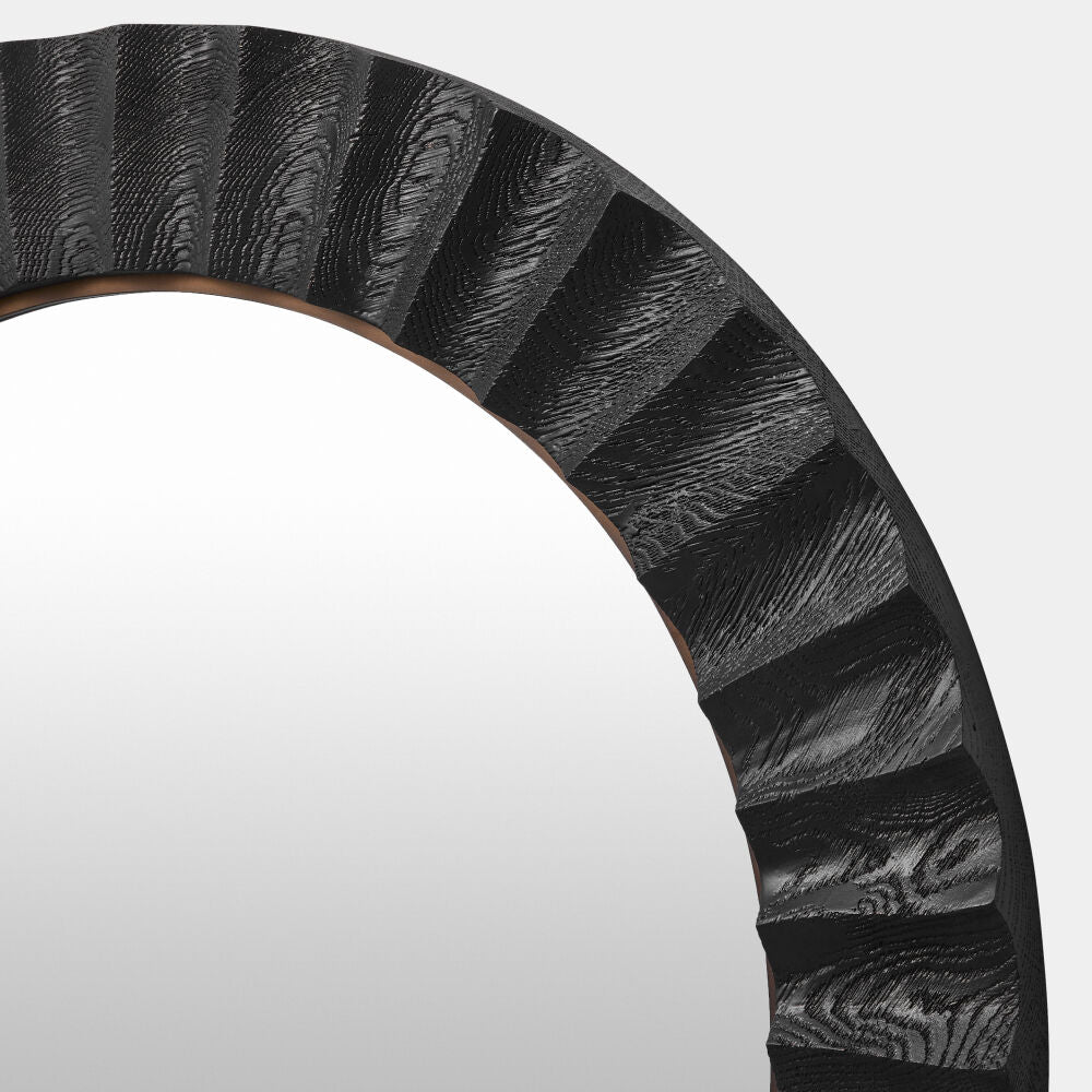 Nerano Fluted Mirror, Black