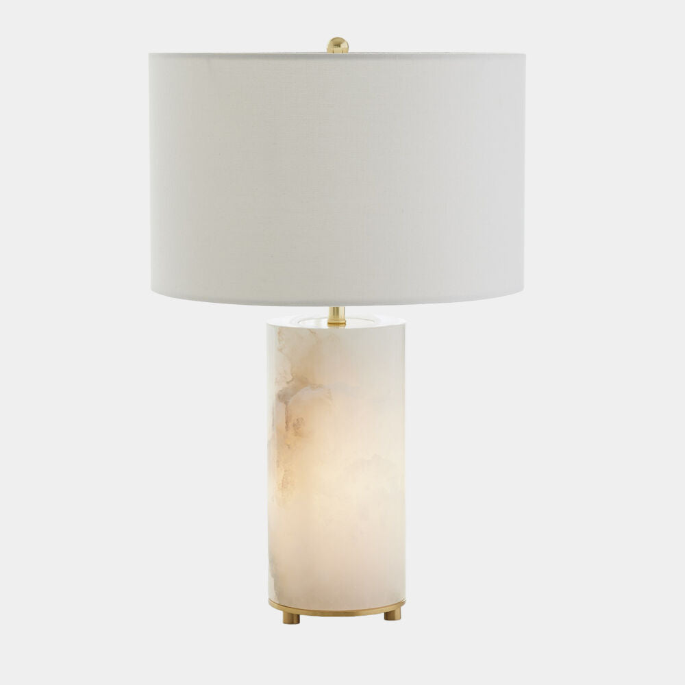Selene Alabaster Lamp, Lit Base
