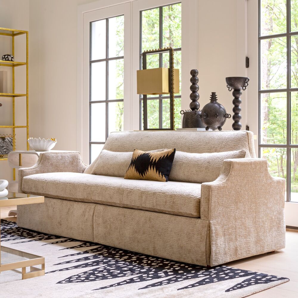 Contessa Skirted Sofa, Hazelnut
