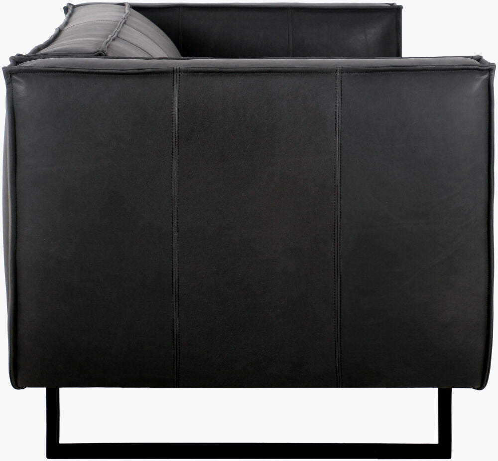 Sounding Sofa, Charcoal Leather side detail