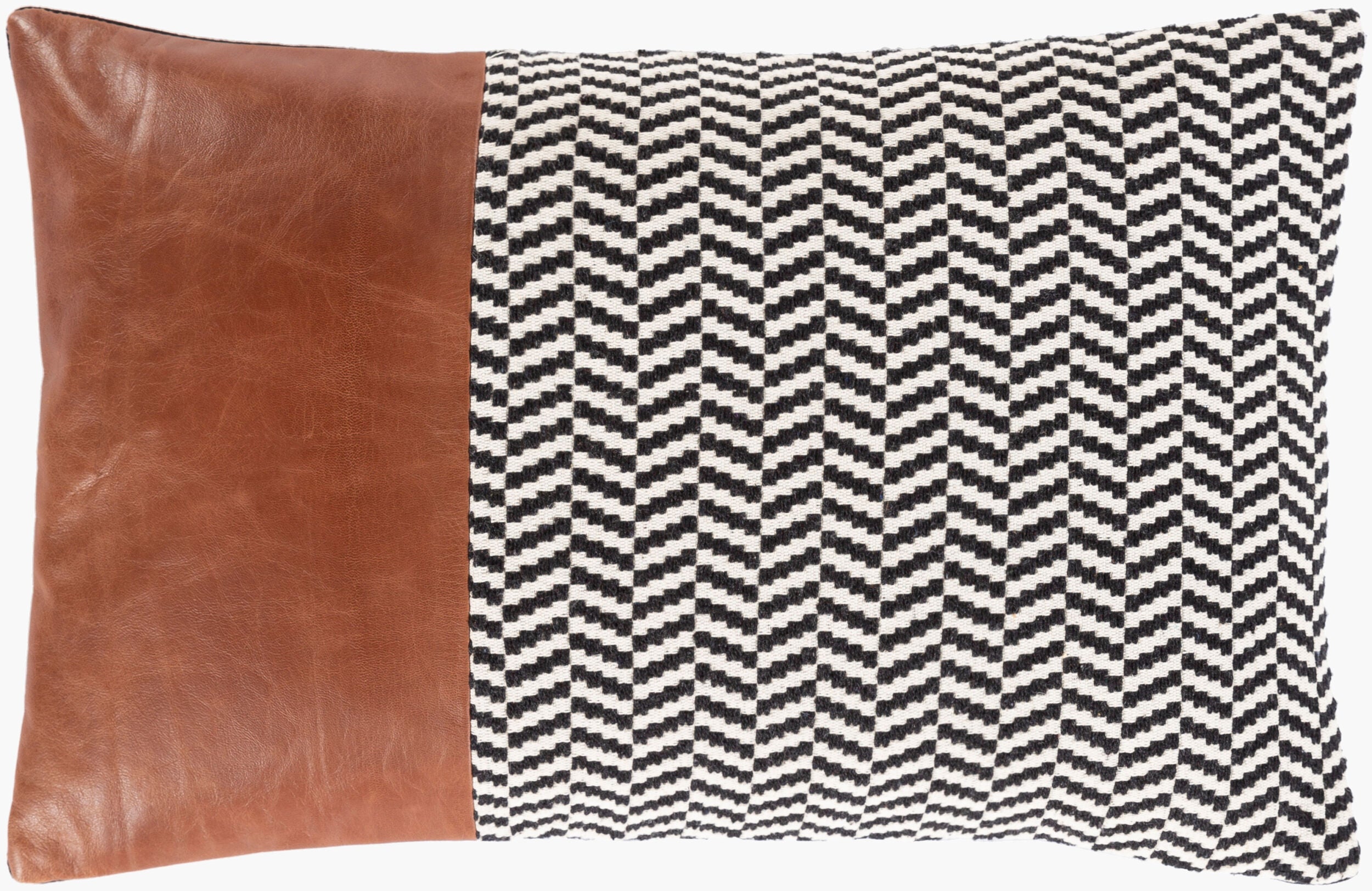 Fiona leather trim lumbar pillow