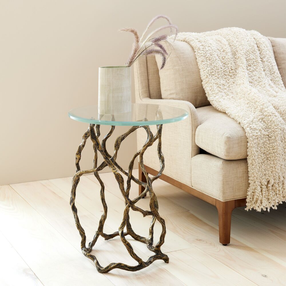 Torsione Accent Table, Brass