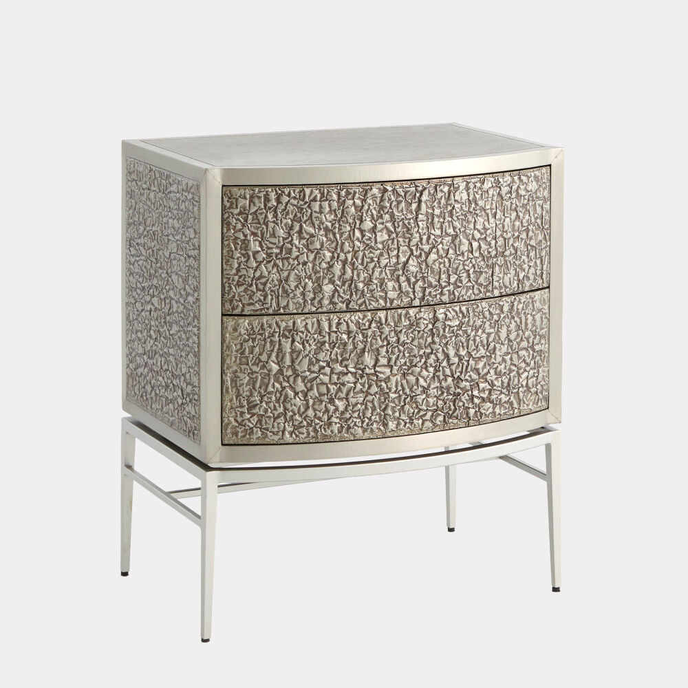 Foglio Bedside Chest, Nickel