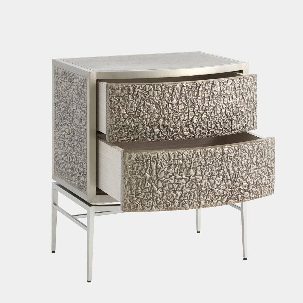 Foglio Bedside Chest, Nickel