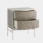 Foglio Bedside Chest, Nickel