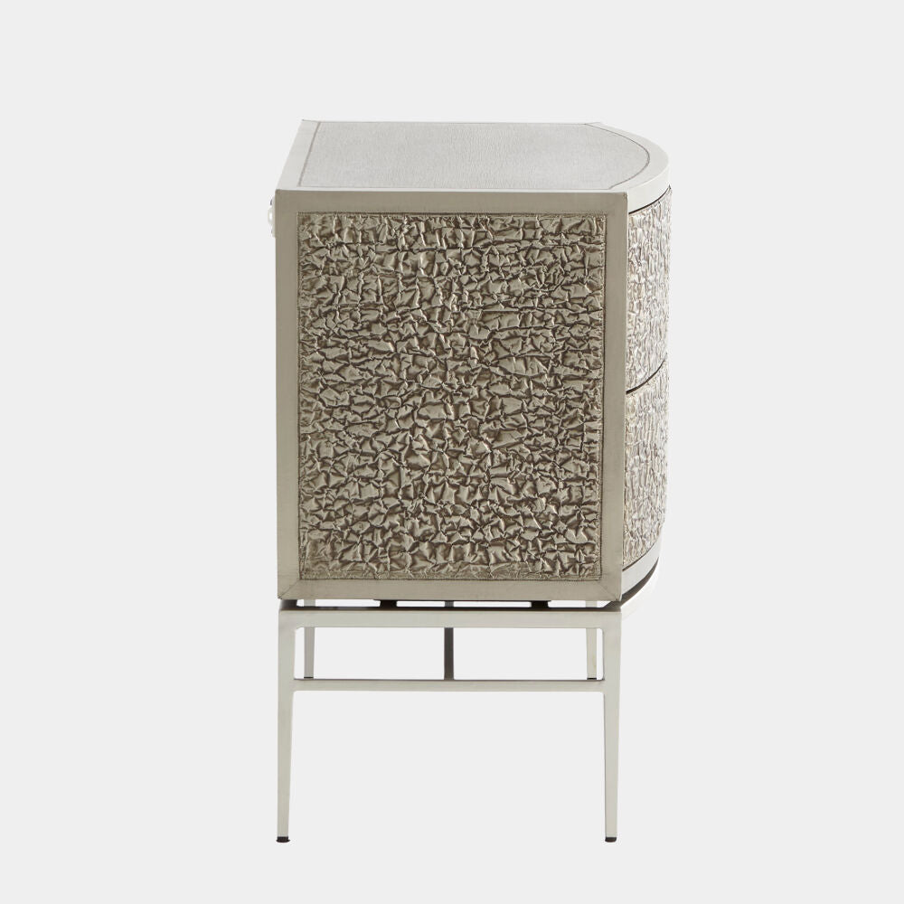 Foglio Bedside Chest, Nickel
