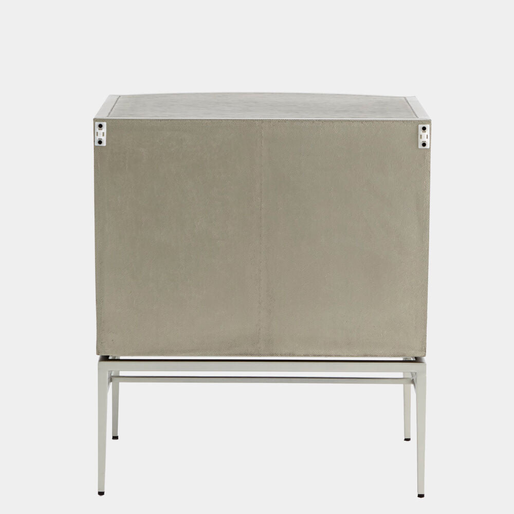Foglio Bedside Chest, Nickel