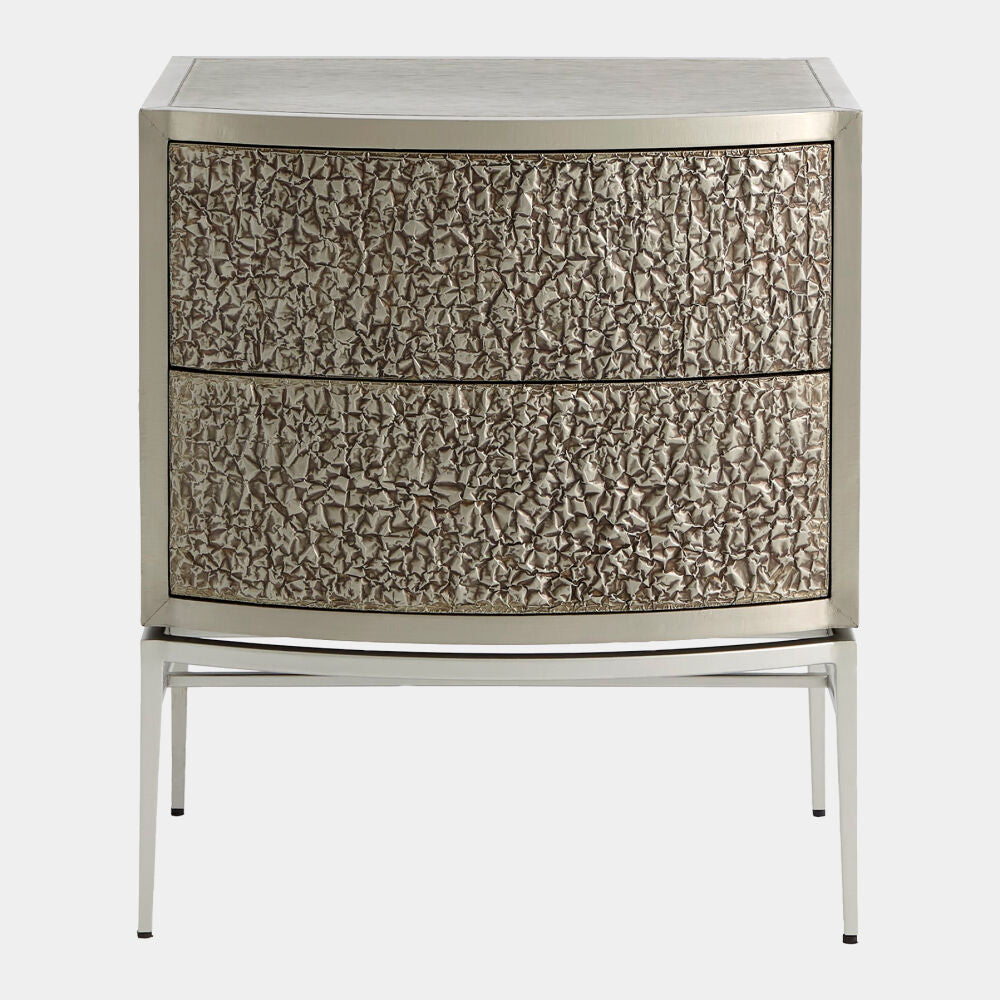 Foglio Bedside Chest, Nickel