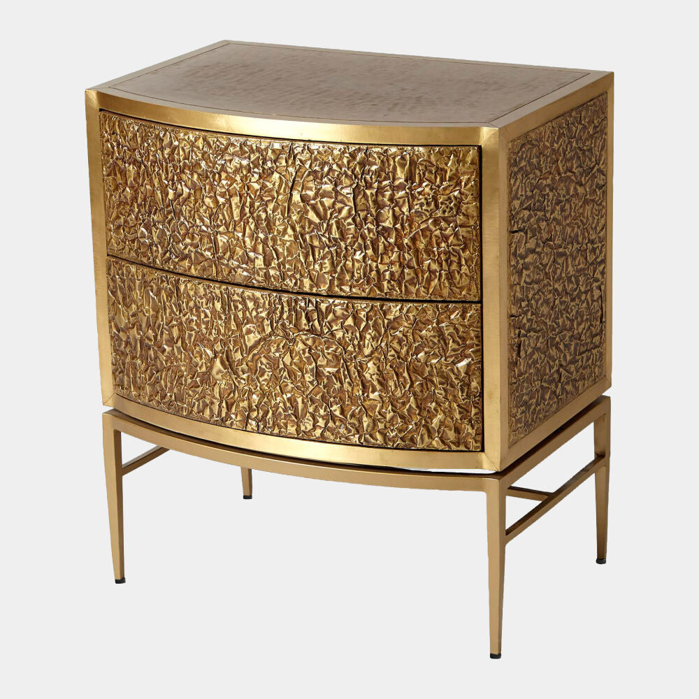 Foglio Bedside Chest, Brass