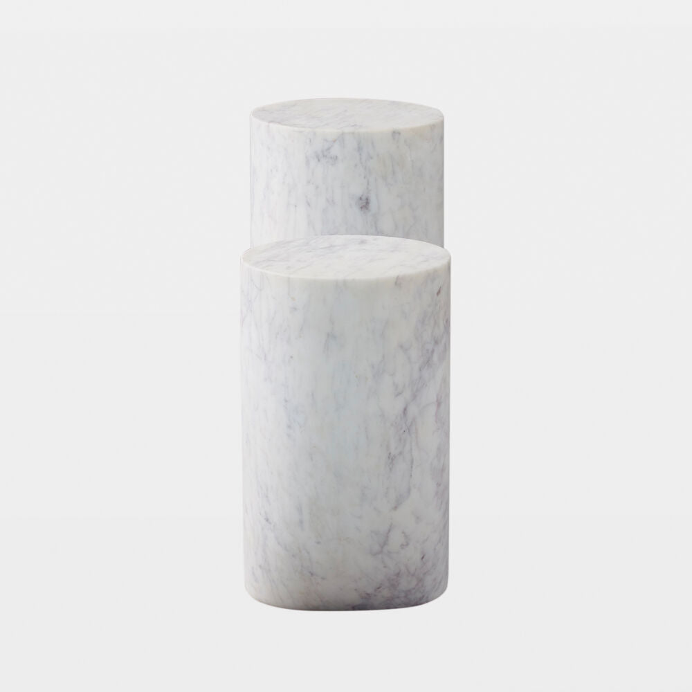 Tubo Side Table, White Marble
