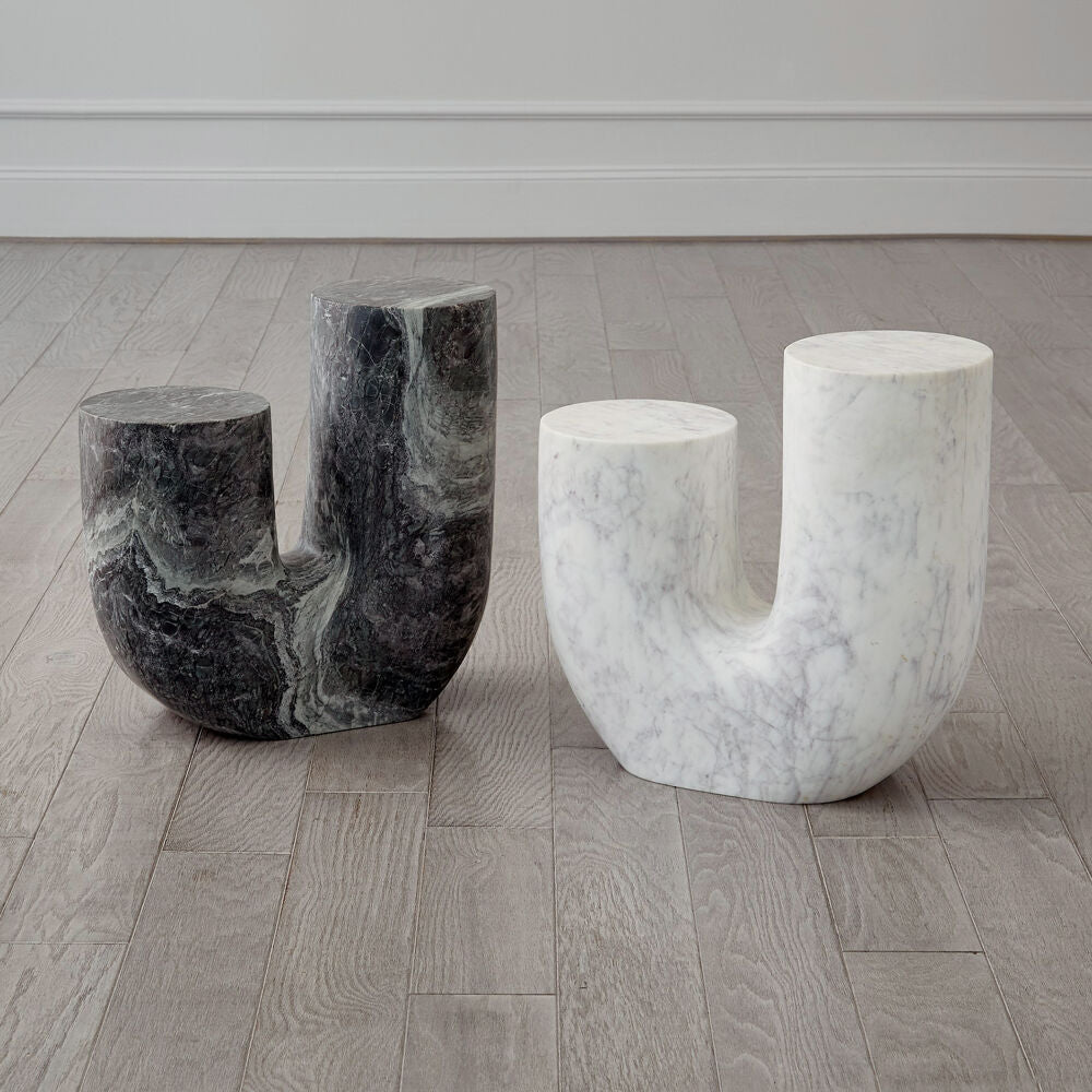 Tubo Side Table, White Marble