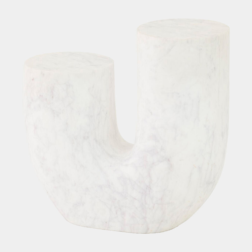 Tubo Side Table, White Marble