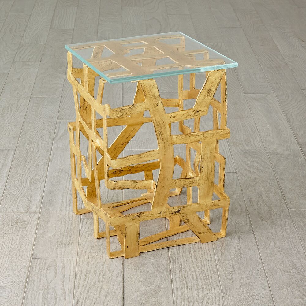 Frammento End Table, Gold Leaf