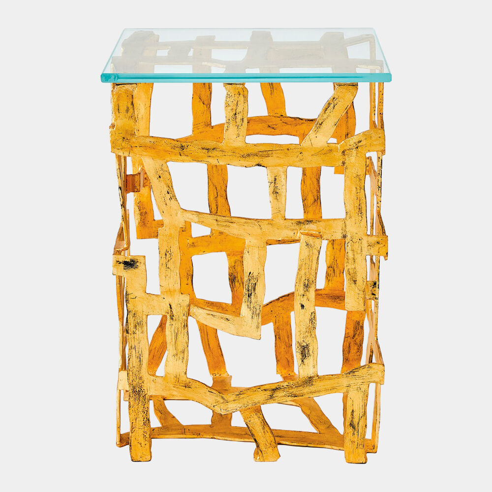 Frammento End Table, Gold Leaf