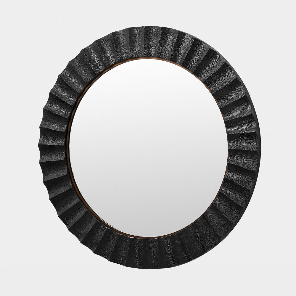 Nerano Fluted Mirror, Black