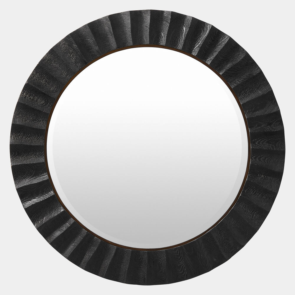 Nerano Fluted Mirror, Black
