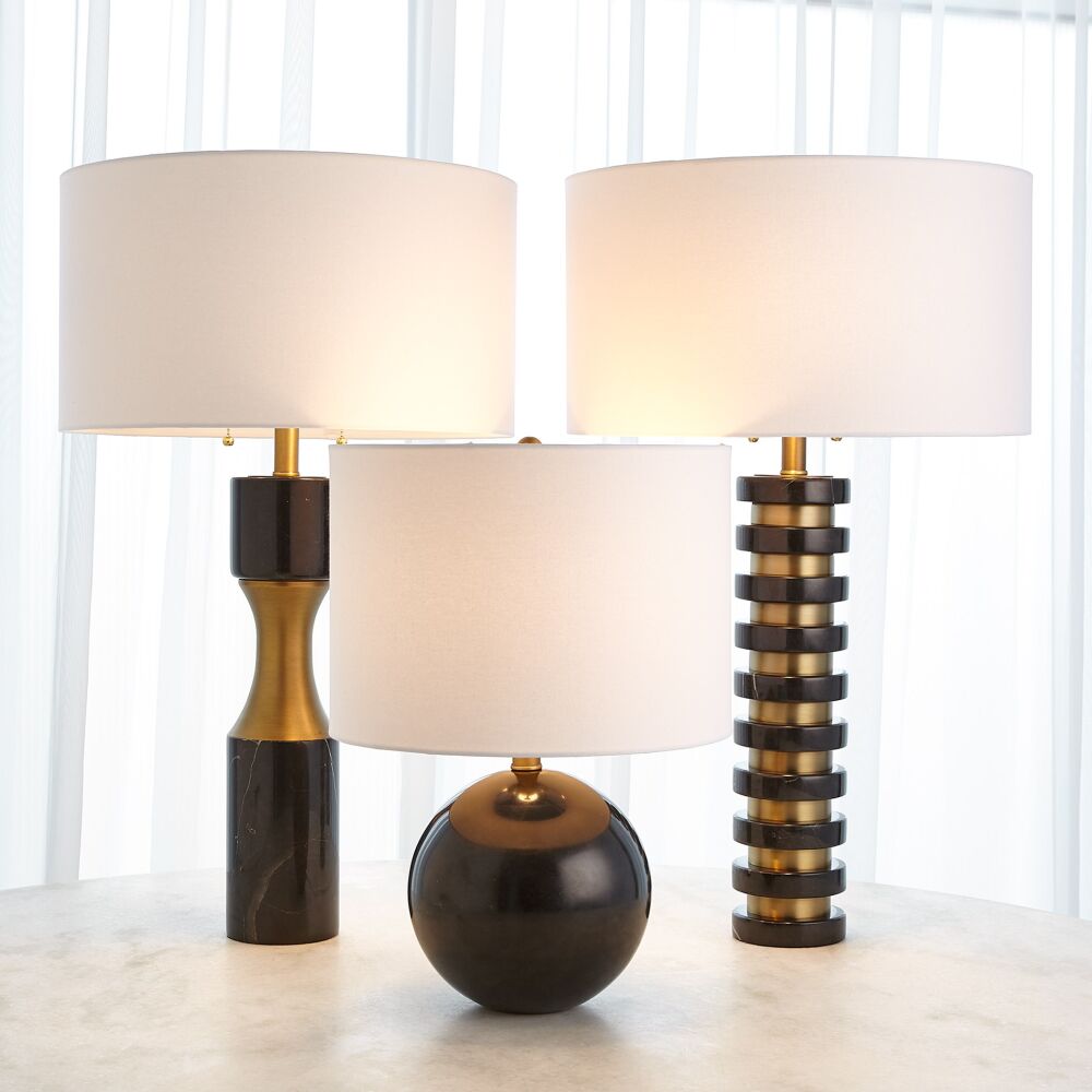 Colonna Table Lamp, Black Marble