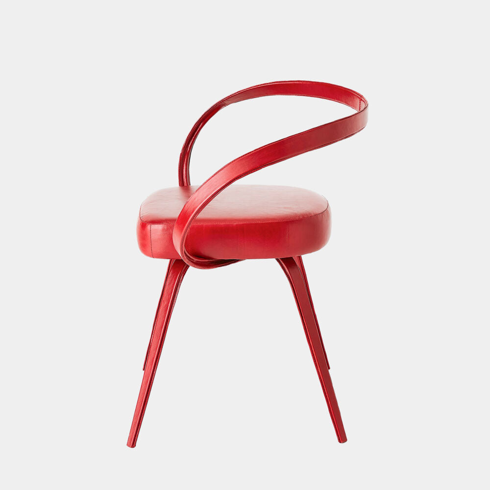Pelle Curved Chair, Deep Red