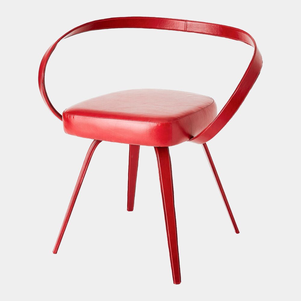 Pelle Curved Chair, Deep Red