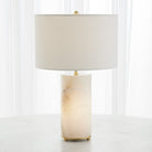 Selene Alabaster Lamp, Lit Base