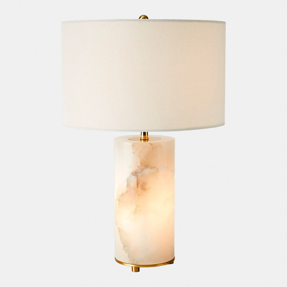 Selene Alabaster Lamp, Lit Base