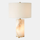 Selene Alabaster Lamp, Lit Base