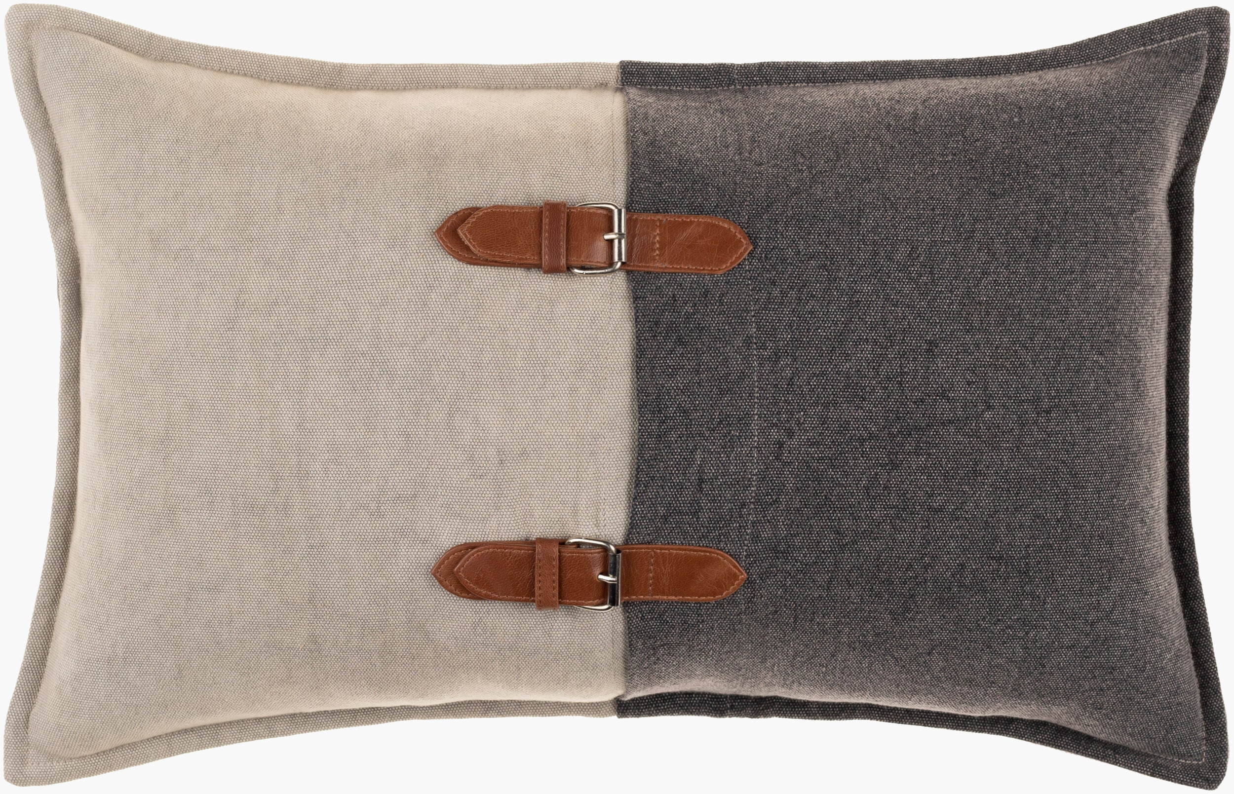 Branson leather detail lumbar pillow