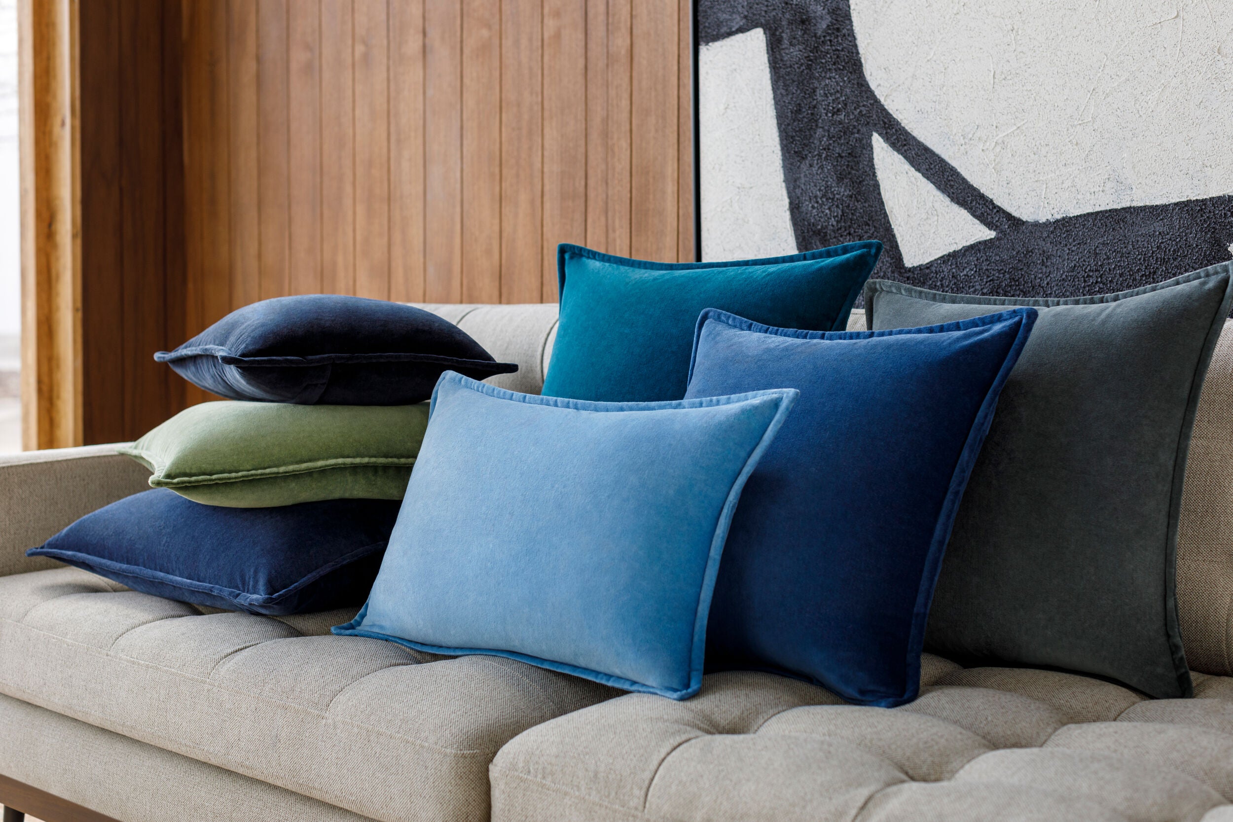 Cotton velvet pillow group