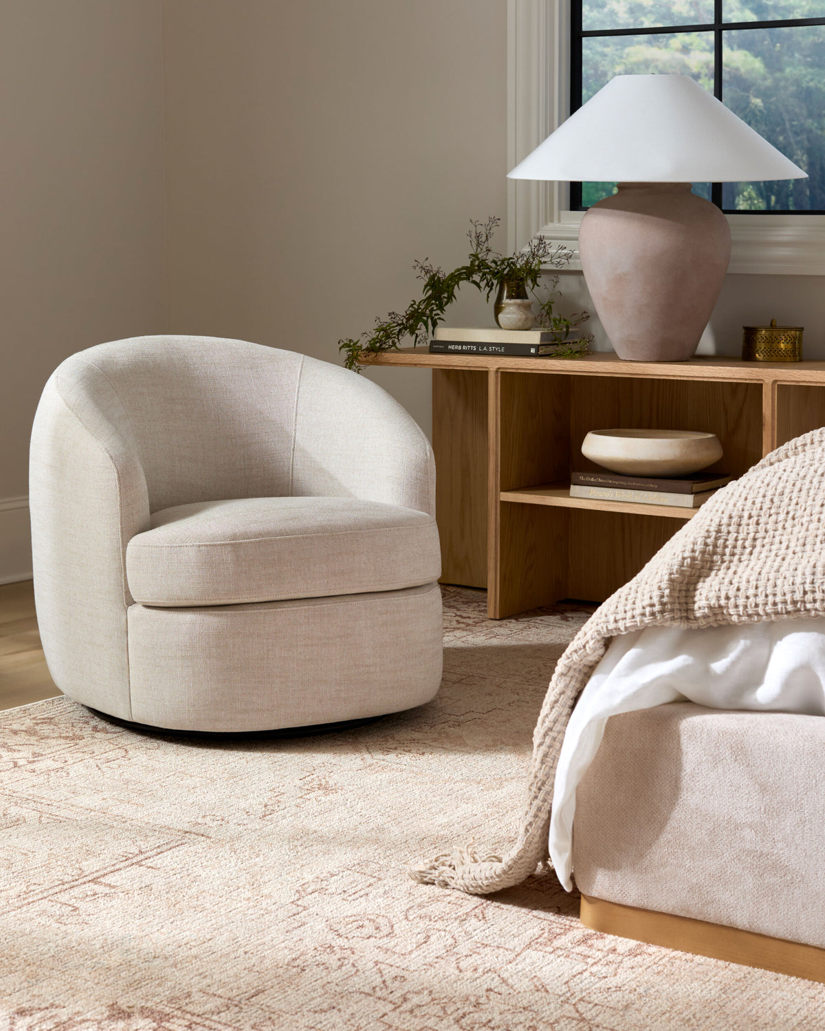 Shown in a styled room