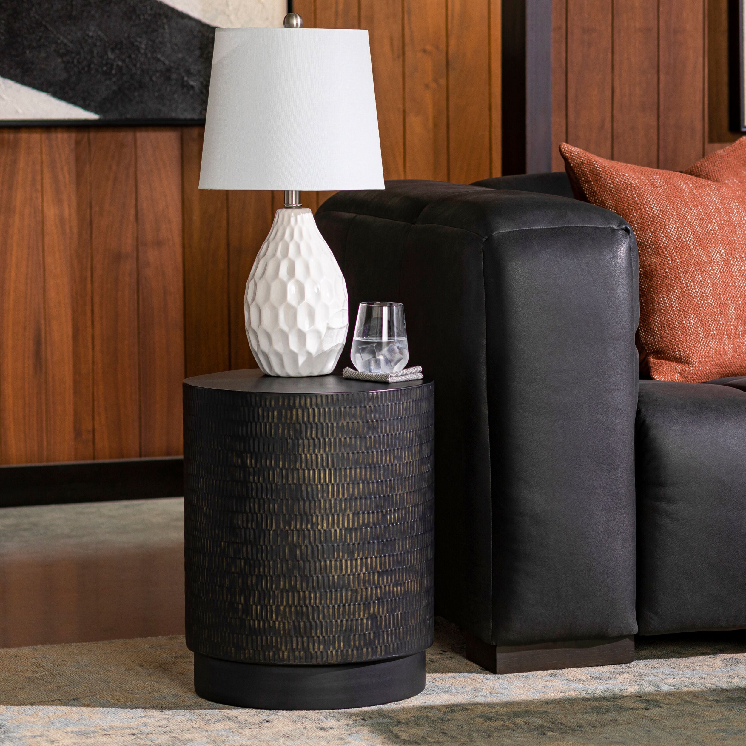 Shown in a styled room